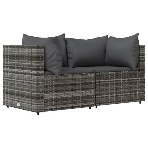 Loungesæt til haven 3 dele med hynder polyrattan grå
