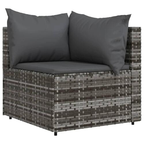 Loungesæt til haven 3 dele med hynder polyrattan grå