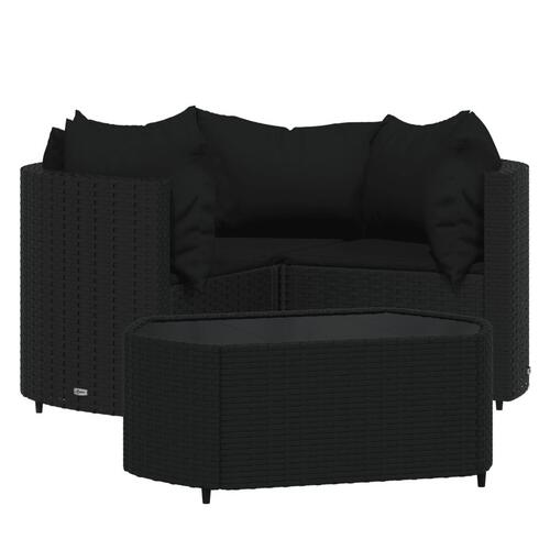 Loungesæt til haven 4 dele med hynder polyrattan sort