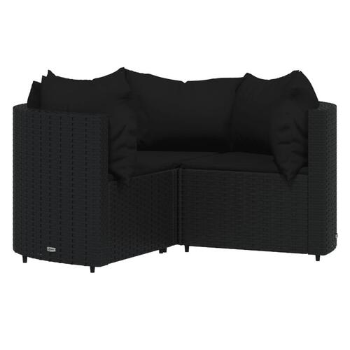 Loungesæt til haven 4 dele med hynder polyrattan sort