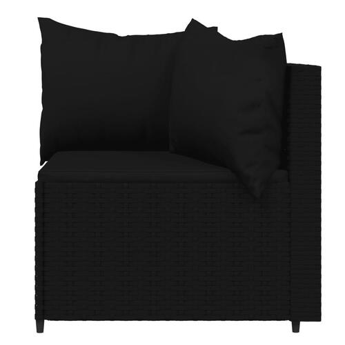 Loungesæt til haven 4 dele med hynder polyrattan sort