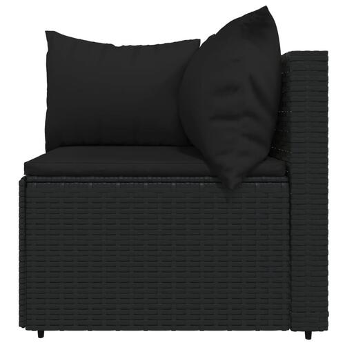 Loungesæt til haven 4 dele med hynder polyrattan sort
