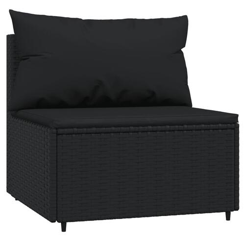 Loungesæt til haven 4 dele med hynder polyrattan sort