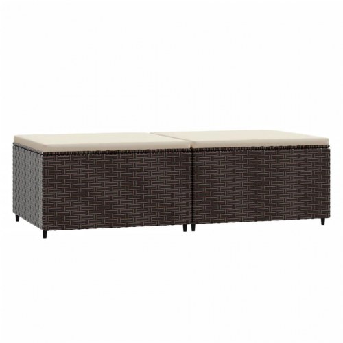Fodskamler til have 2 stk. med hynder polyrattan brun