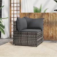 Hjørnemodul til havesofa med hynder polyrattan grå