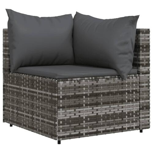 Hjørnemodul til havesofa med hynder polyrattan grå