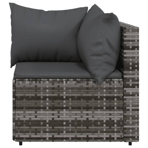 Hjørnemodul til havesofa med hynder polyrattan grå
