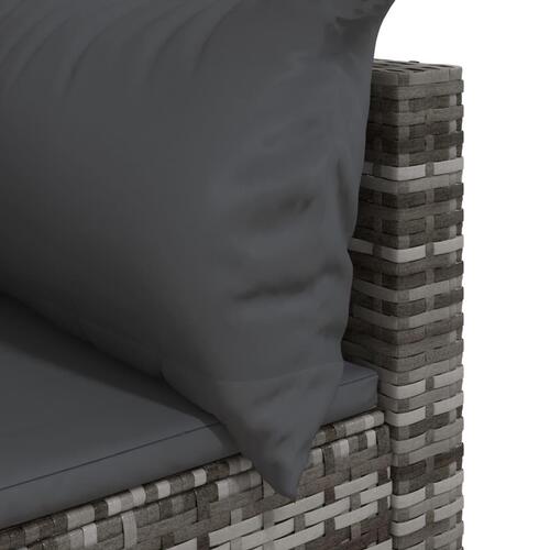 Hjørnemodul til havesofa med hynder polyrattan grå