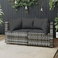 Hjørnemoduler til havesofa 2 stk. med hynder polyrattan grå