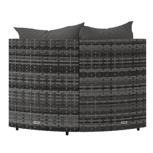 Hjørnemoduler til havesofa 2 stk. med hynder polyrattan grå