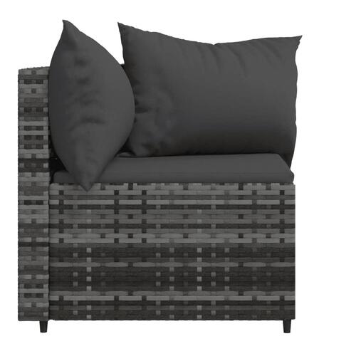 Hjørnemoduler til havesofa 2 stk. med hynder polyrattan grå