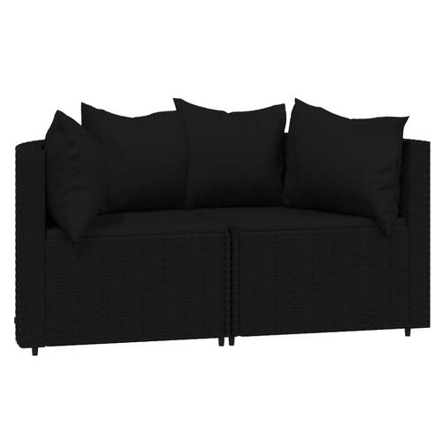 Hjørnemoduler til havesofa 2 stk. med hynder polyrattan sort
