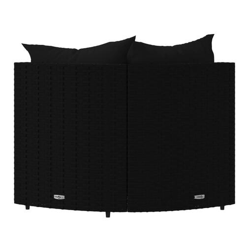 Hjørnemoduler til havesofa 2 stk. med hynder polyrattan sort