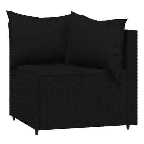 Hjørnemoduler til havesofa 2 stk. med hynder polyrattan sort