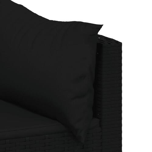 Hjørnemoduler til havesofa 2 stk. med hynder polyrattan sort