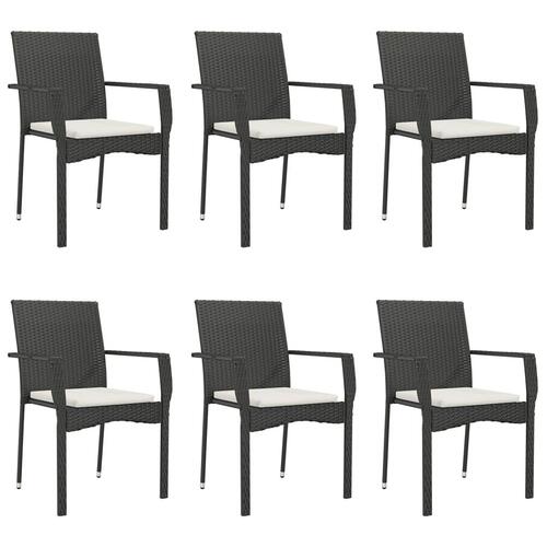 Spisebordssæt til haven 7 dele med hynder polyrattan sort
