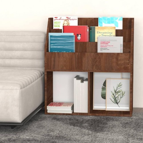 Magasinholder til børn - 71 × 30 × 78,5 cm - konstrueret træ i brun eg