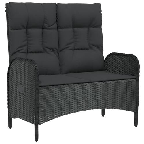 Spisebordssæt til haven 3 dele med hynder polyrattan sort