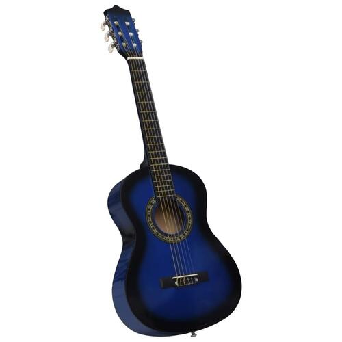 Klassisk guitarsæt 8 dele for begyndere 1/2 34" blå