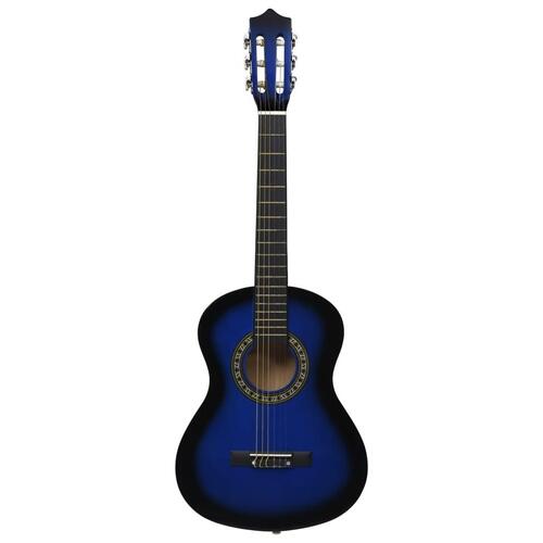 Klassisk guitarsæt 8 dele for begyndere 1/2 34" blå