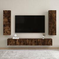 Væghængte tv-skabe 2 stk. 30,5x30x110 cm røget egetræsfarve