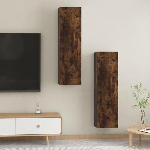 Væghængte tv-skabe 2 stk. 30,5x30x110 cm røget egetræsfarve