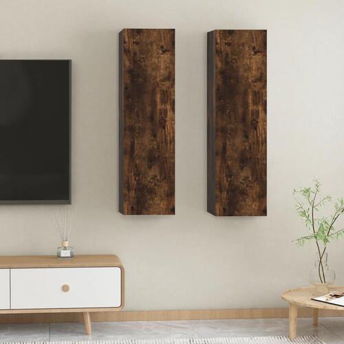Væghængte tv-skabe 2 stk. 30,5x30x110 cm røget egetræsfarve