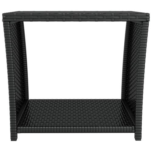 Havebord med glasbordplade polyrattan og hærdet glas sort
