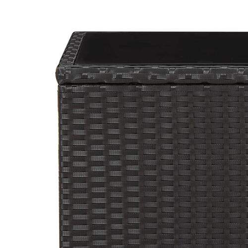Havebord med glasbordplade polyrattan og hærdet glas sort