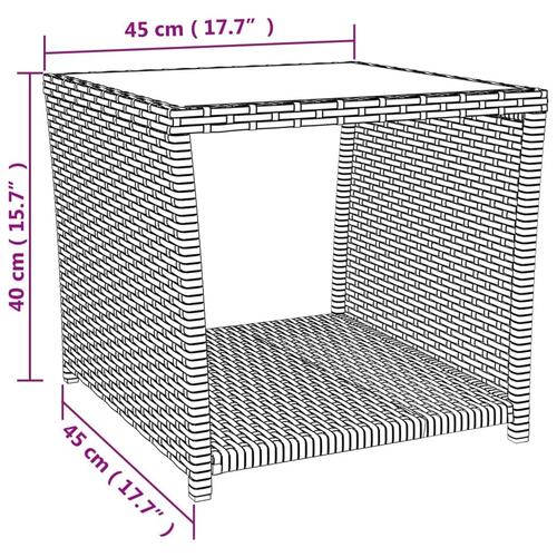 Havebord med glasbordplade polyrattan og hærdet glas sort