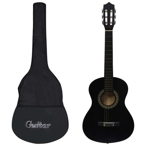 Klassisk guitarsæt 8 dele for begyndere 1/2 34" sort