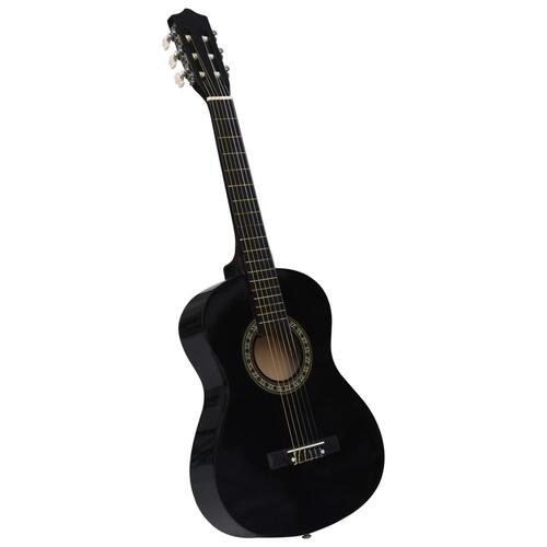 Klassisk guitarsæt 8 dele for begyndere 1/2 34" sort
