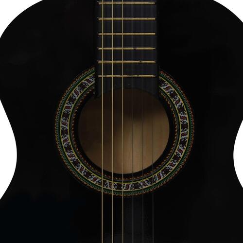 Klassisk guitarsæt 8 dele for begyndere 1/2 34" sort
