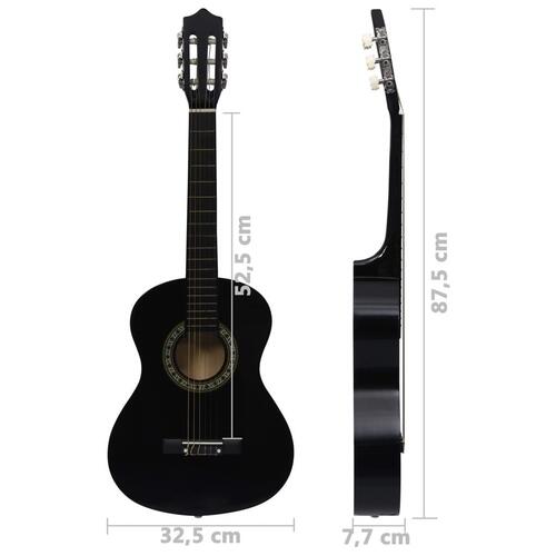 Klassisk guitarsæt 8 dele for begyndere 1/2 34" sort
