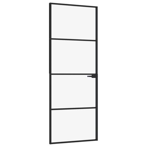 Dør 76x201,5 cm hærdet glas og aluminium sort
