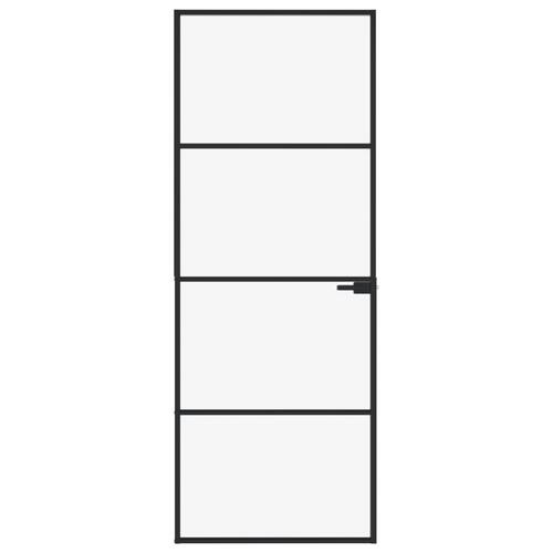 Dør 76x201,5 cm hærdet glas og aluminium sort