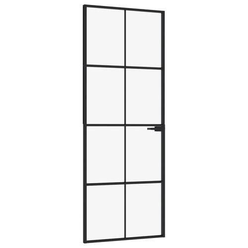 Dør 76x201,5 cm hærdet glas og aluminium sort