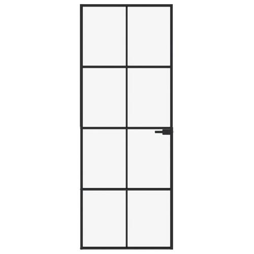 Dør 76x201,5 cm hærdet glas og aluminium sort