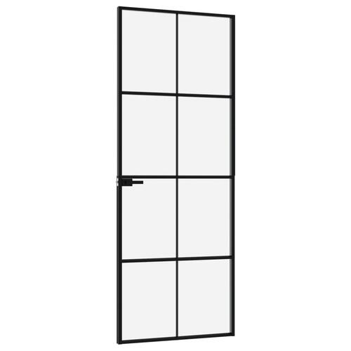 Dør 76x201,5 cm hærdet glas og aluminium sort