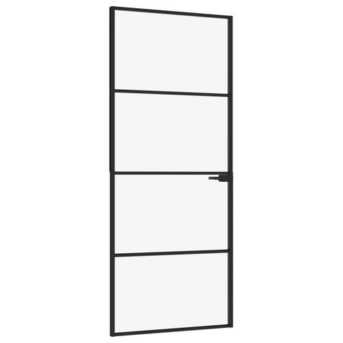 Dør 83x201,5 cm hærdet glas og aluminium sort