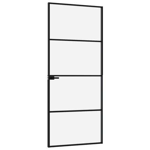 Dør 83x201,5 cm hærdet glas og aluminium sort