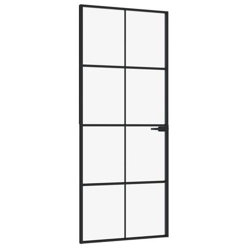 Dør 83x201,5 cm hærdet glas og aluminium sort