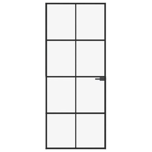 Dør 83x201,5 cm hærdet glas og aluminium sort