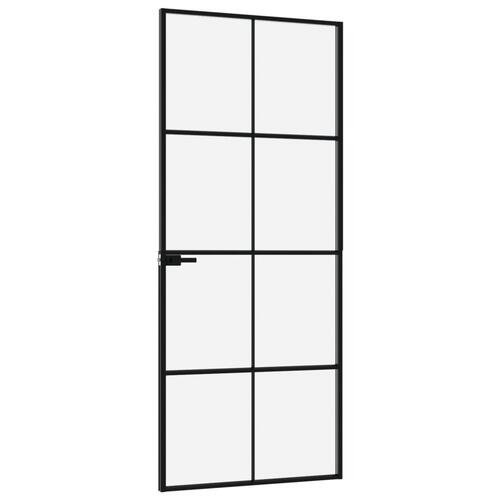 Dør 83x201,5 cm hærdet glas og aluminium sort