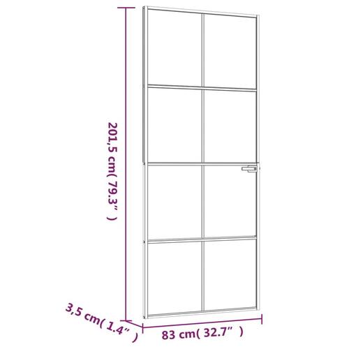 Dør 83x201,5 cm hærdet glas og aluminium sort