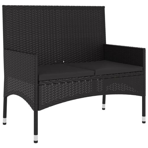 Loungesæt til haven 6 dele med hynder polyrattan sort