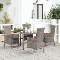 Havestole med hynder 4 stk. polyrattan grå