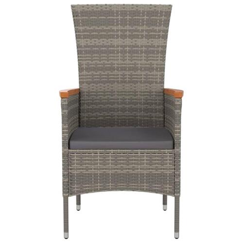 Havestole med hynder 4 stk. polyrattan grå