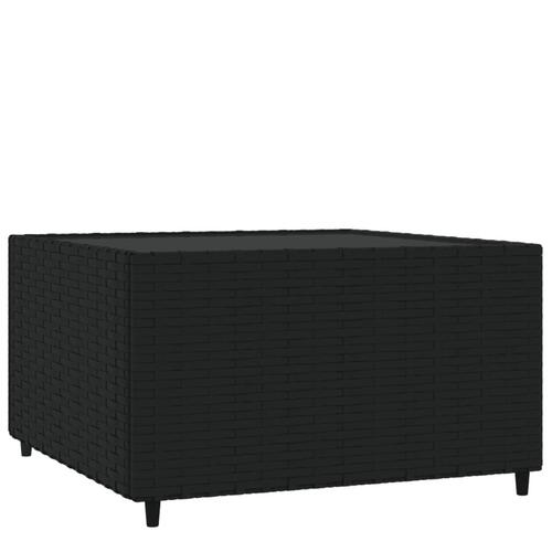 Havebord 50x50x30 cm firkantet polyrattan sort