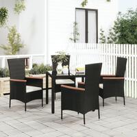 Havestole med hynder 4 stk. polyrattan sort